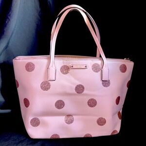 Kate Spade Pink Glitter Polka Dot Tote